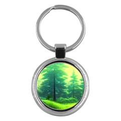 Anime Forrest Nature Fantasy Sunset Trees Woods Key Chain (round) by Uceng