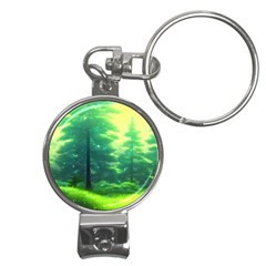 Anime Forrest Nature Fantasy Sunset Trees Woods Nail Clippers Key Chain