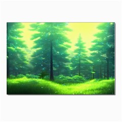 Anime Forrest Nature Fantasy Sunset Trees Woods Postcard 4 x 6  (pkg Of 10)