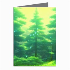 Anime Forrest Nature Fantasy Sunset Trees Woods Greeting Cards (pkg Of 8)