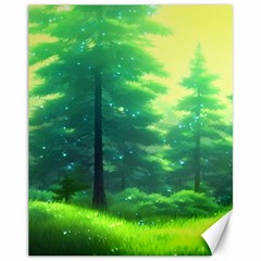 Anime Forrest Nature Fantasy Sunset Trees Woods Canvas 11  X 14  by Uceng