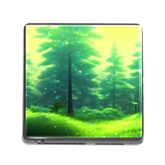 Anime Forrest Nature Fantasy Sunset Trees Woods Memory Card Reader (square 5 Slot) by Uceng