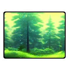 Anime Forrest Nature Fantasy Sunset Trees Woods Fleece Blanket (small) by Uceng