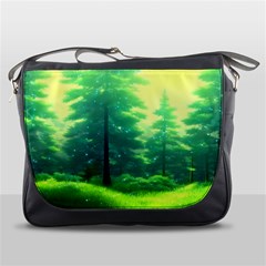 Anime Forrest Nature Fantasy Sunset Trees Woods Messenger Bag by Uceng