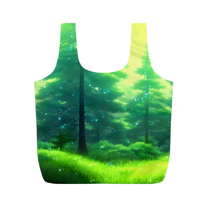 Anime Forrest Nature Fantasy Sunset Trees Woods Full Print Recycle Bag (M)