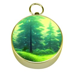 Anime Forrest Nature Fantasy Sunset Trees Woods Gold Compasses