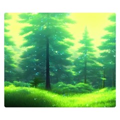 Anime Forrest Nature Fantasy Sunset Trees Woods Double Sided Flano Blanket (small) by Uceng