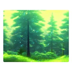 Anime Forrest Nature Fantasy Sunset Trees Woods Double Sided Flano Blanket (large) by Uceng