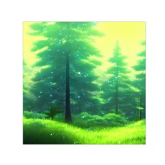 Anime Forrest Nature Fantasy Sunset Trees Woods Square Satin Scarf (30  X 30 ) by Uceng