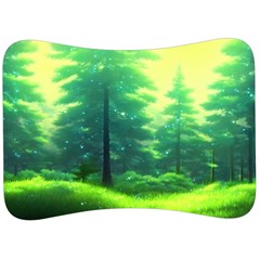 Anime Forrest Nature Fantasy Sunset Trees Woods Velour Seat Head Rest Cushion by Uceng