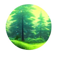 Anime Forrest Nature Fantasy Sunset Trees Woods Mini Round Pill Box