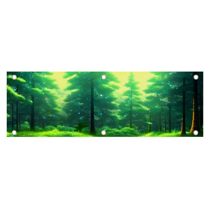 Anime Forrest Nature Fantasy Sunset Trees Woods Banner and Sign 6  x 2 