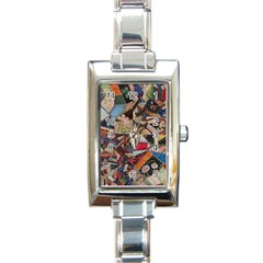 Background Embroidery Pattern Stitches Abstract Rectangle Italian Charm Watch