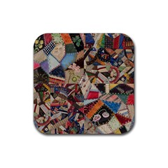 Background Embroidery Pattern Stitches Abstract Rubber Coaster (square) by Uceng