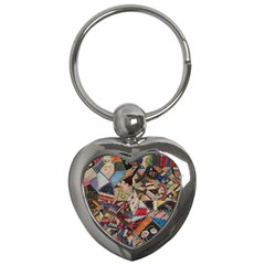 Background Embroidery Pattern Stitches Abstract Key Chain (heart)