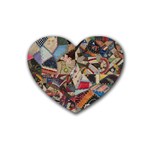 Background Embroidery Pattern Stitches Abstract Rubber Coaster (Heart) Front