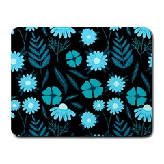 Flower Nature Blue Black Art Pattern Floral Small Mousepad