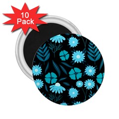 Flower Nature Blue Black Art Pattern Floral 2 25  Magnets (10 Pack)  by Uceng