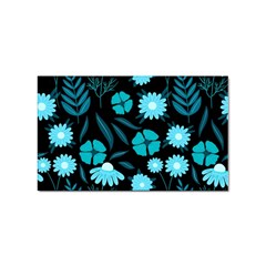 Flower Nature Blue Black Art Pattern Floral Sticker (rectangular)