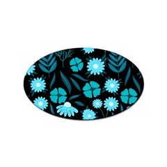 Flower Nature Blue Black Art Pattern Floral Sticker Oval (10 Pack)