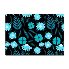 Flower Nature Blue Black Art Pattern Floral Sticker A4 (10 Pack)