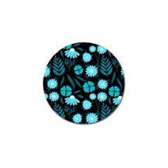 Flower Nature Blue Black Art Pattern Floral Golf Ball Marker by Uceng