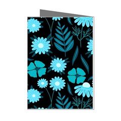 Flower Nature Blue Black Art Pattern Floral Mini Greeting Cards (pkg Of 8) by Uceng