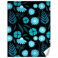 Flower Nature Blue Black Art Pattern Floral Canvas 18  X 24  by Uceng