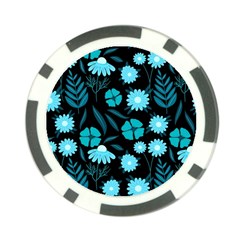 Flower Nature Blue Black Art Pattern Floral Poker Chip Card Guard (10 Pack) by Uceng