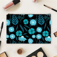 Flower Nature Blue Black Art Pattern Floral Cosmetic Bag (large) by Uceng