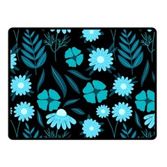 Flower Nature Blue Black Art Pattern Floral Fleece Blanket (small) by Uceng