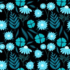 Flower Nature Blue Black Art Pattern Floral Play Mat (square) by Uceng