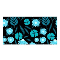 Flower Nature Blue Black Art Pattern Floral Satin Shawl 45  X 80  by Uceng