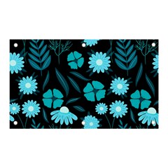 Flower Nature Blue Black Art Pattern Floral Banner And Sign 5  X 3 