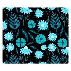 Flower Nature Blue Black Art Pattern Floral Flano Blanket (small) by Uceng