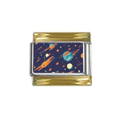 Space Galaxy Planet Universe Stars Night Fantasy Gold Trim Italian Charm (9mm) by Uceng