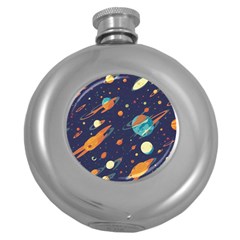 Space Galaxy Planet Universe Stars Night Fantasy Round Hip Flask (5 Oz) by Uceng