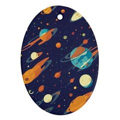 Space Galaxy Planet Universe Stars Night Fantasy Oval Ornament (two Sides) by Uceng