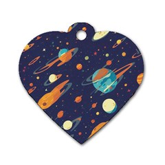 Space Galaxy Planet Universe Stars Night Fantasy Dog Tag Heart (one Side) by Uceng