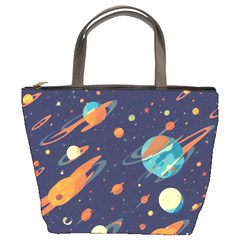 Space Galaxy Planet Universe Stars Night Fantasy Bucket Bag by Uceng