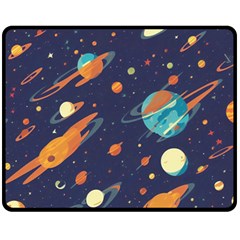 Space Galaxy Planet Universe Stars Night Fantasy Fleece Blanket (medium) by Uceng