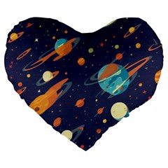 Space Galaxy Planet Universe Stars Night Fantasy Large 19  Premium Heart Shape Cushions