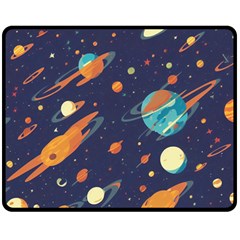 Space Galaxy Planet Universe Stars Night Fantasy Double Sided Fleece Blanket (medium) by Uceng