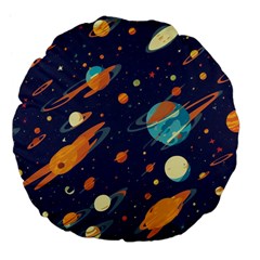 Space Galaxy Planet Universe Stars Night Fantasy Large 18  Premium Flano Round Cushions by Uceng