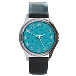 Butterfly Art Pattern Design Background Frame Round Metal Watch Front