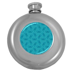 Butterfly Art Pattern Design Background Frame Round Hip Flask (5 Oz) by Uceng