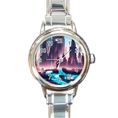 Urban City Cyberpunk River Cyber Tech Future Round Italian Charm Watch by Uceng