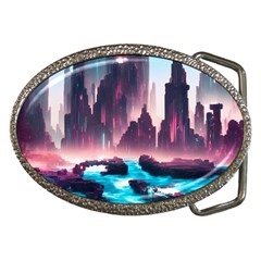 Urban City Cyberpunk River Cyber Tech Future Belt Buckles by Uceng