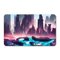 Urban City Cyberpunk River Cyber Tech Future Magnet (rectangular) by Uceng