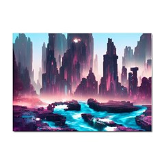 Urban City Cyberpunk River Cyber Tech Future Sticker A4 (100 Pack) by Uceng